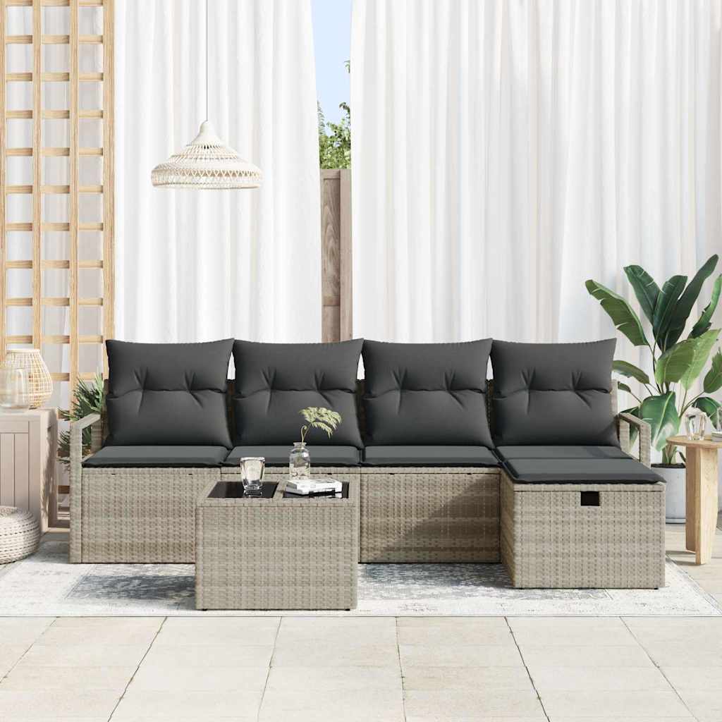 Garten-Sofa-Set 6 pcs Hellgrau 230 x 117 x 85 cm Poly Rattan